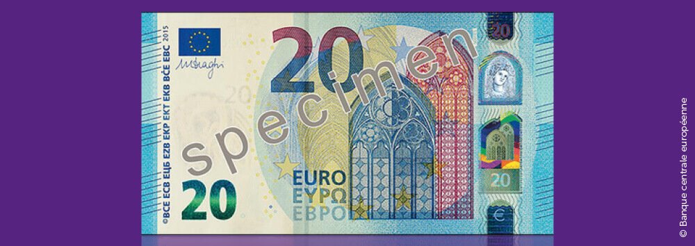 Le nouveau billet de 20€ au design sécurisé